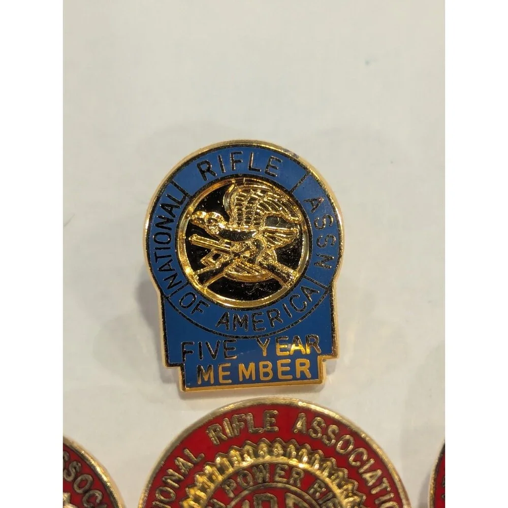 VTG NRA Rifle Assoc Pin Back Tie Tack Lapel Pin Red Gold Lot Of 4